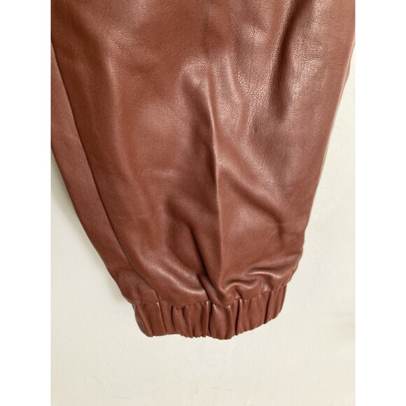 New INC Faux Leather Jogger Pants MEDIUM Cognac Brown Urban Boho - Picture 9 of 13